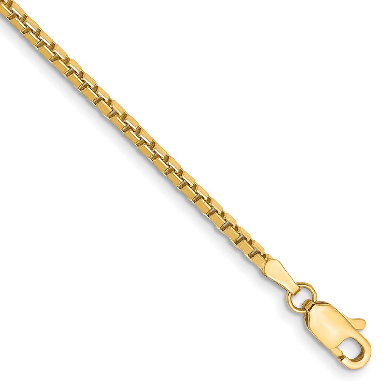 14K Yellow Gold 1.9mm Box With Lobster Clasp Chain Bracelet