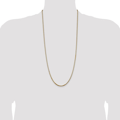 14K Yellow Gold 2.5mm Box With Lobster Clasp Chain Necklace