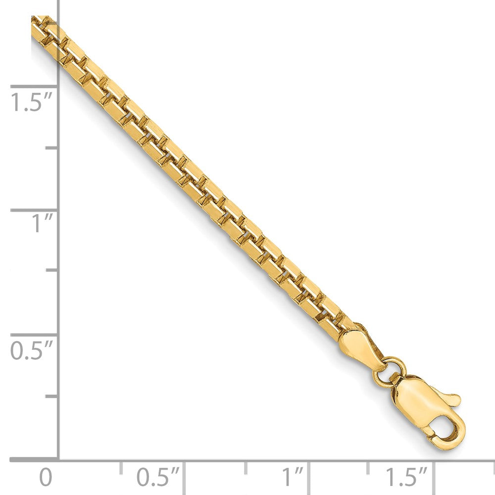14k Yellow Gold 2.5mm Box Chain Bracelet