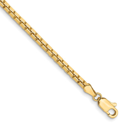 14k Yellow Gold 2.5mm Box Chain Bracelet