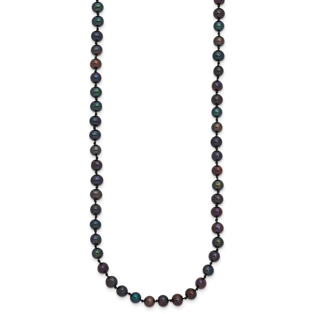 14K Yellow Gold 4-5mm Black Near Round Freshwater Cultured Pearl Necklace