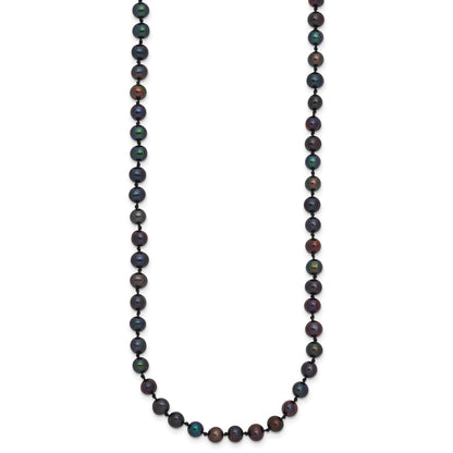 14K Yellow Gold 4-5mm Black Near Round Freshwater Cultured Pearl Necklace