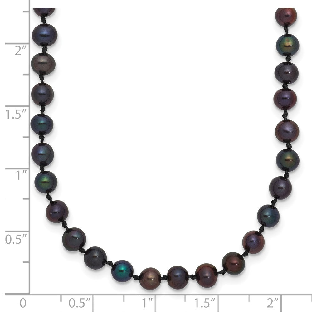 14K Yellow Gold 4-5mm Black Near Round Freshwater Cultured Pearl Necklace