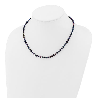 14K Yellow Gold 4-5mm Black Near Round Freshwater Cultured Pearl Necklace