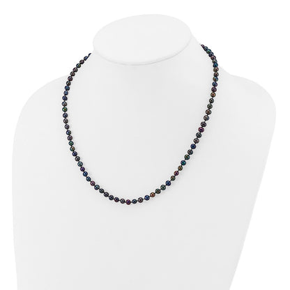 14K Yellow Gold 4-5mm Black Near Round Freshwater Cultured Pearl Necklace