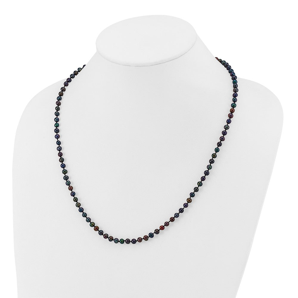 14K Yellow Gold 4-5mm Black Near Round Freshwater Cultured Pearl Necklace