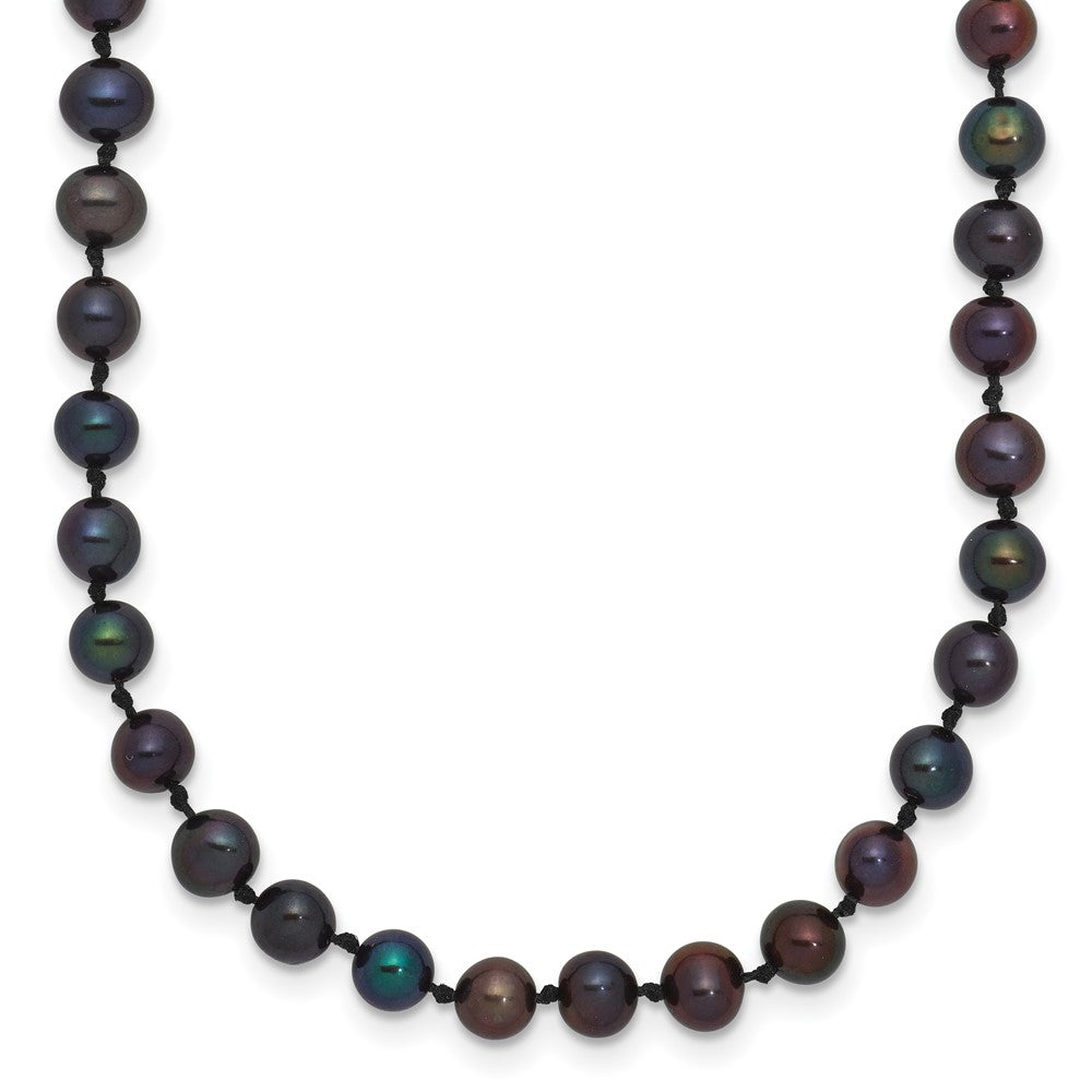 14K Yellow Gold 4-5mm Black Near Round Freshwater Cultured Pearl Necklace