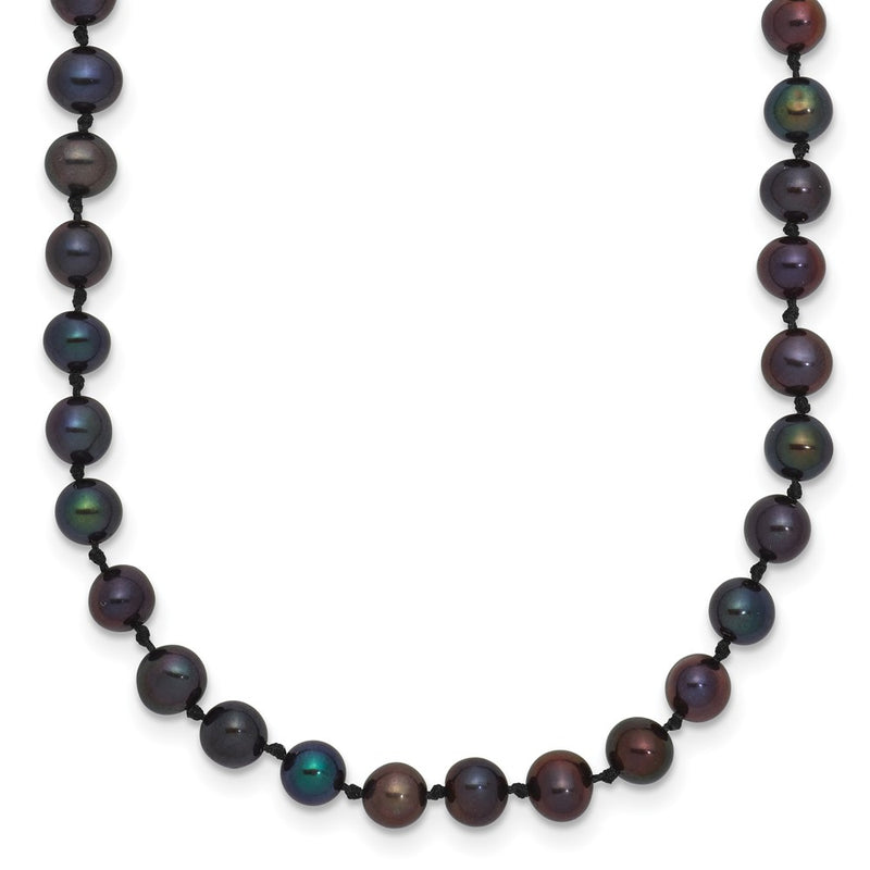 14K Yellow Gold 4-5mm Black Near Round Freshwater Cultured Pearl Necklace