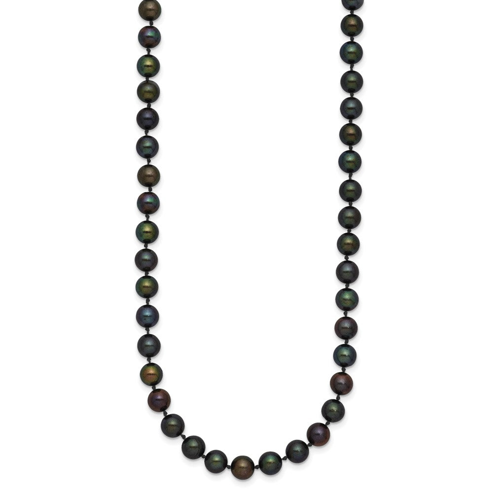 14K Yellow Gold 5-6mm Black Near Round Freshwater Cultured Pearl Necklace