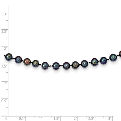 14K Yellow Gold 5-6mm Black Near Round Freshwater Cultured Pearl Necklace