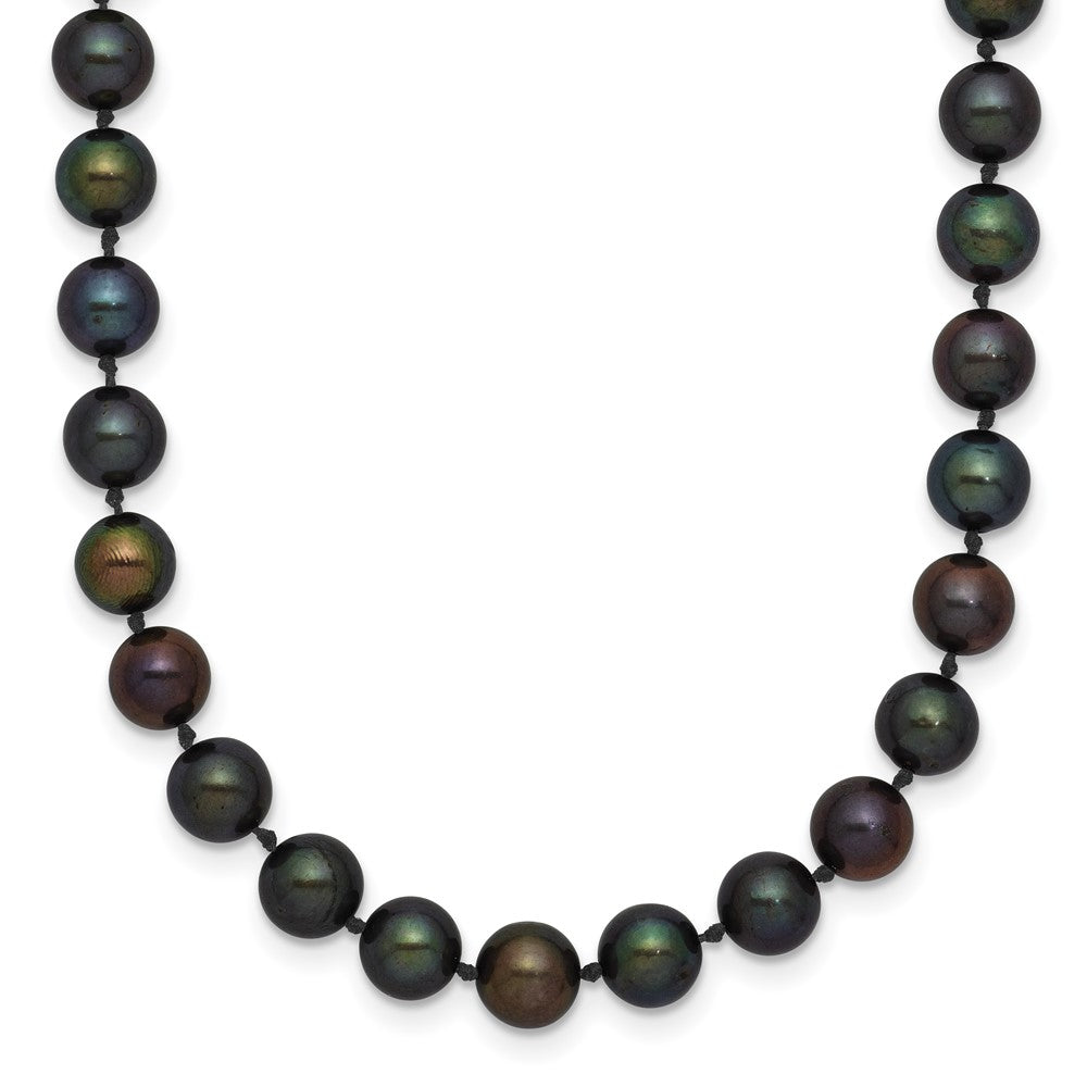 14K Yellow Gold 5-6mm Black Near Round Freshwater Cultured Pearl Necklace