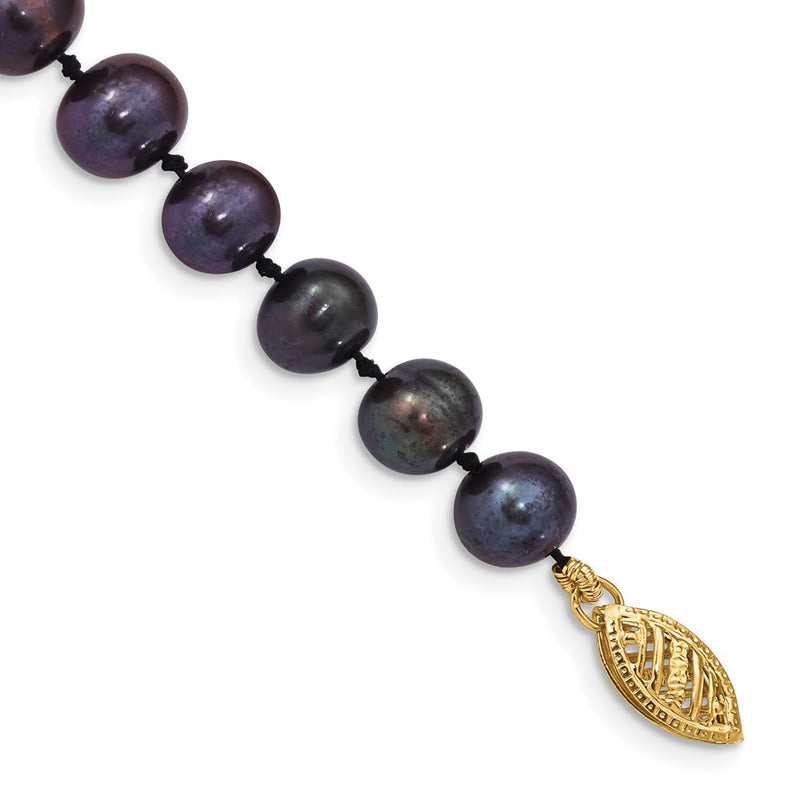 7.5 Inch 14K 6-7mm Black Near Round Freshwater Cultured Pearl Bracelet