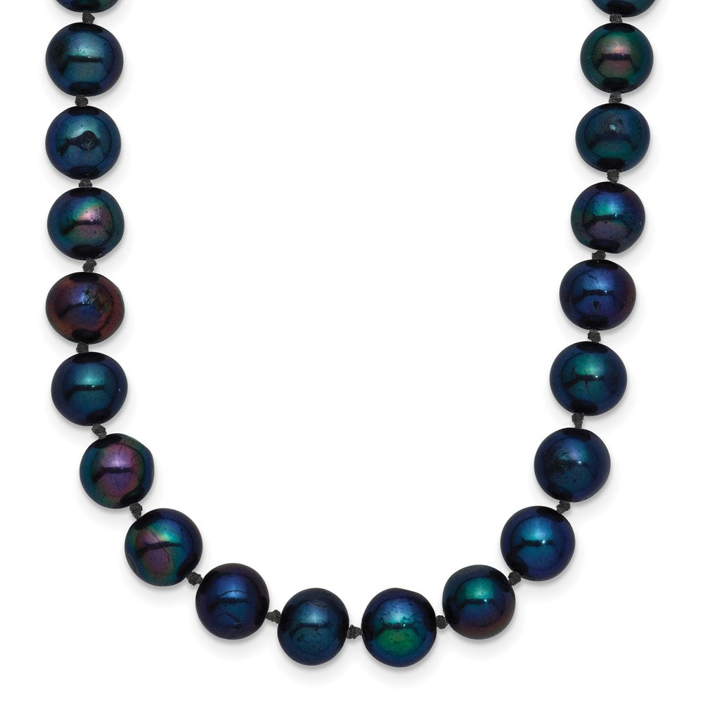 14K Yellow Gold 6-7mm Black Near Round Freshwater Cultured Pearl Necklace