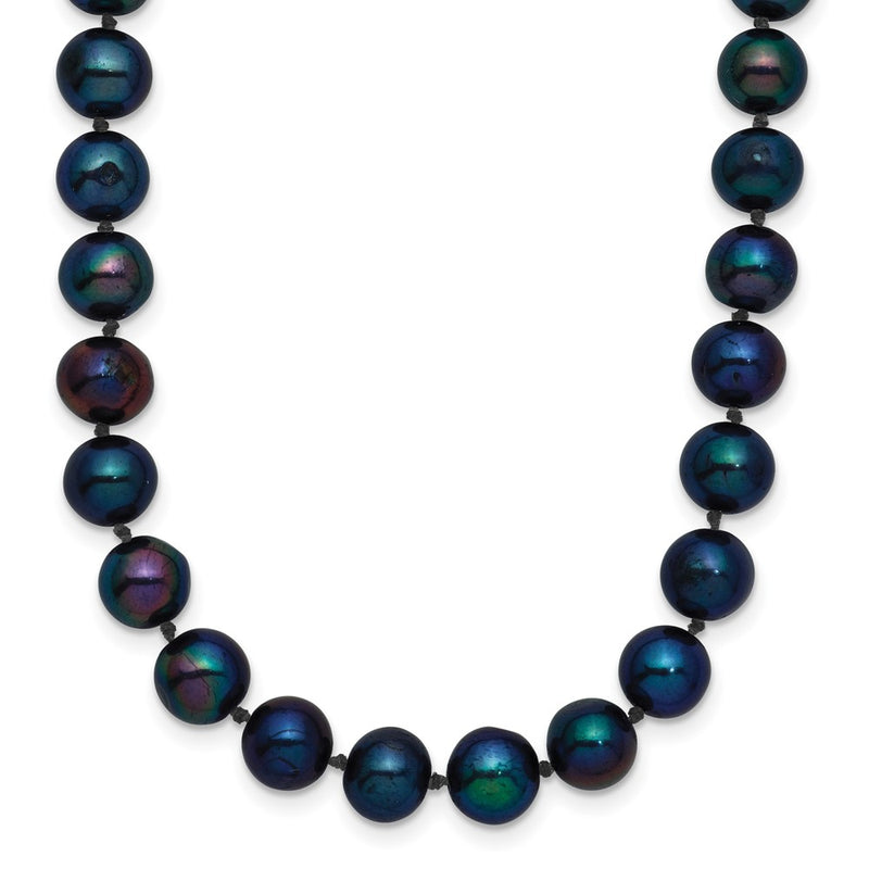 14K Yellow Gold 6-7mm Black Near Round Freshwater Cultured Pearl Necklace
