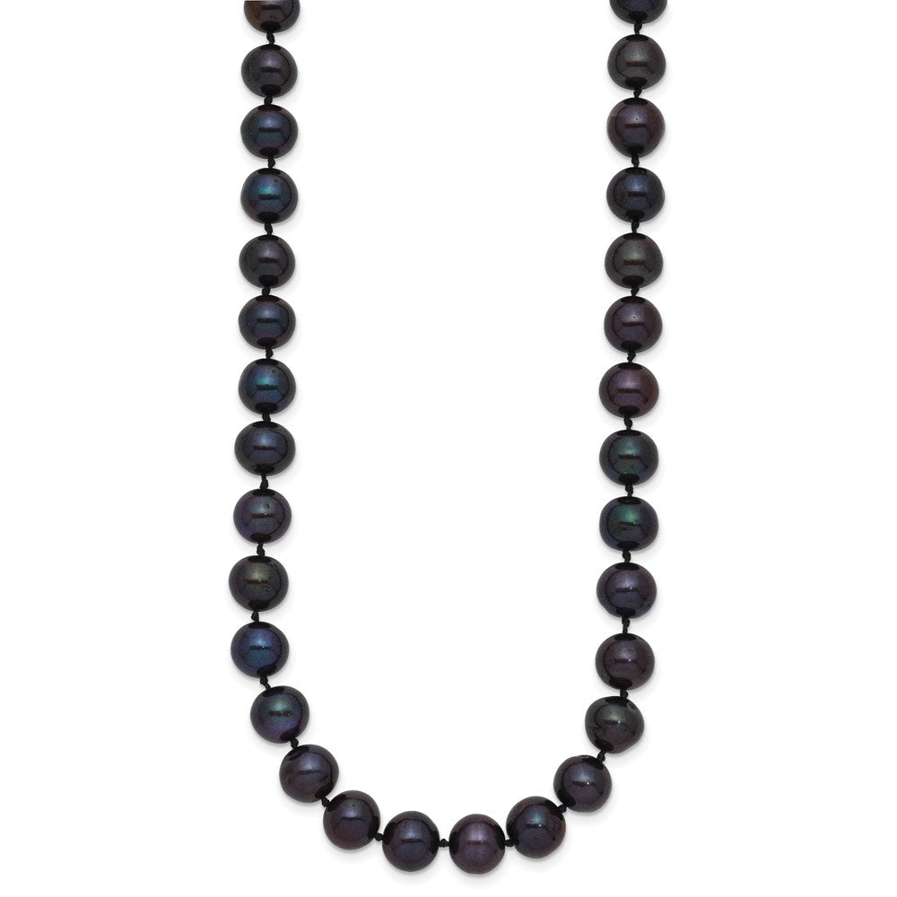 14K Yellow Gold 7-8mm Black Near Round Freshwater Cultured Pearl Necklace