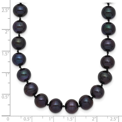 14K Yellow Gold 7-8mm Black Near Round Freshwater Cultured Pearl Necklace