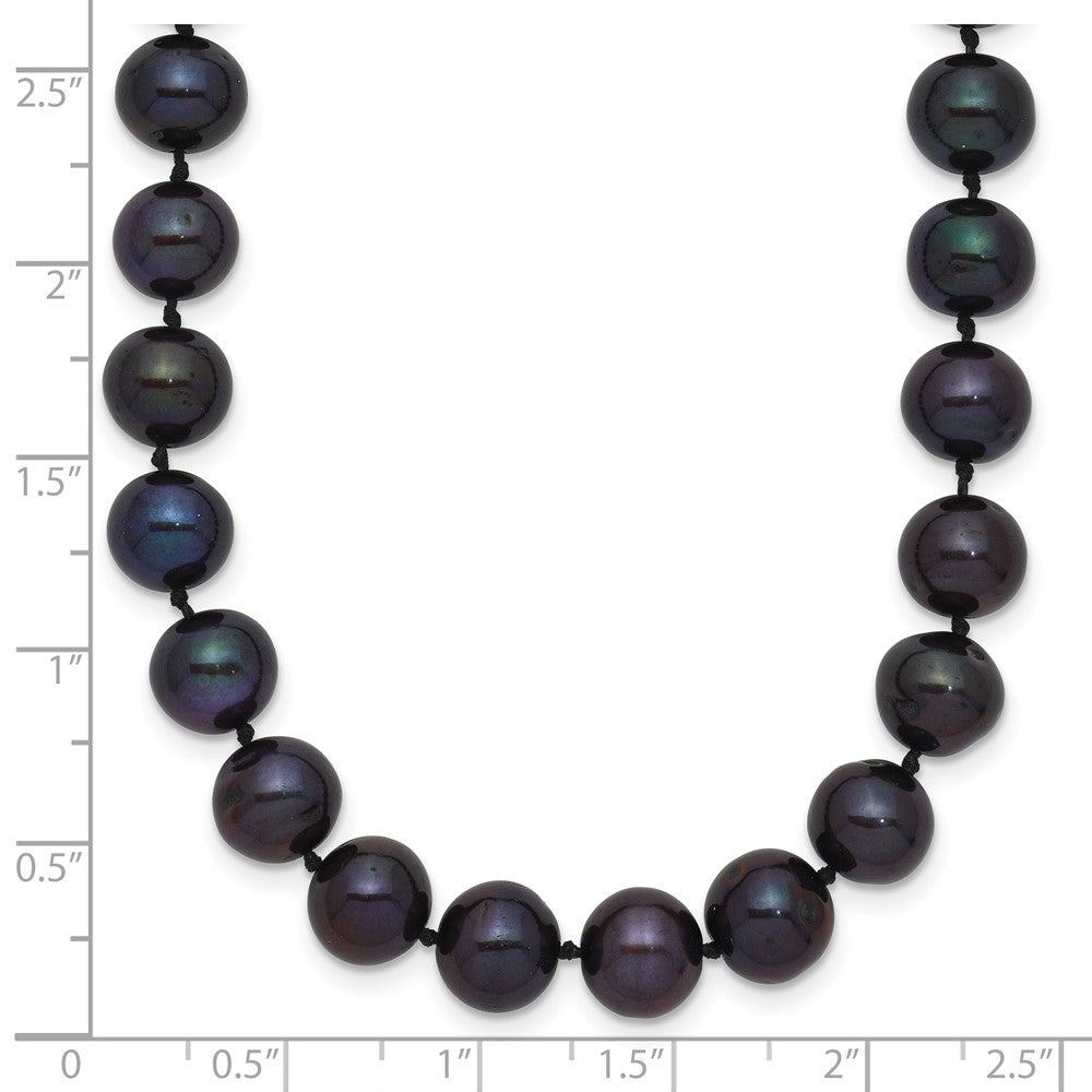 14K Yellow Gold 7-8mm Black Near Round Freshwater Cultured Pearl Necklace