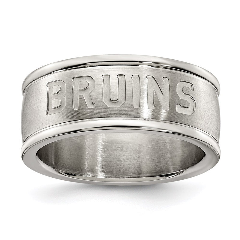 Stainless Steel Boston Bruins Logo Band Ring Size 7