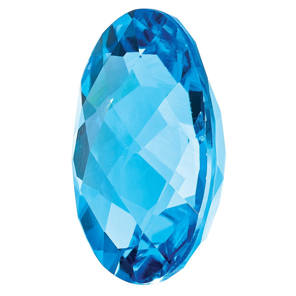 Gemstone Swiss Blue Topaz Aa Quality 12X10mm Oval Checkerboard