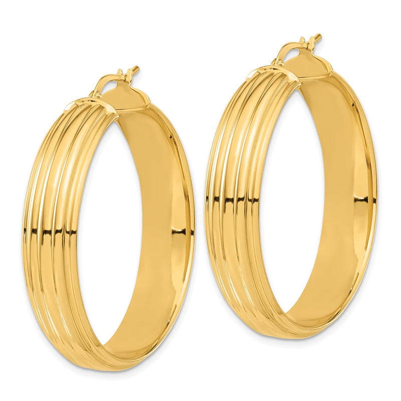 Bronze/Yellow Bronze Polished Textured Round Hoop Earrings