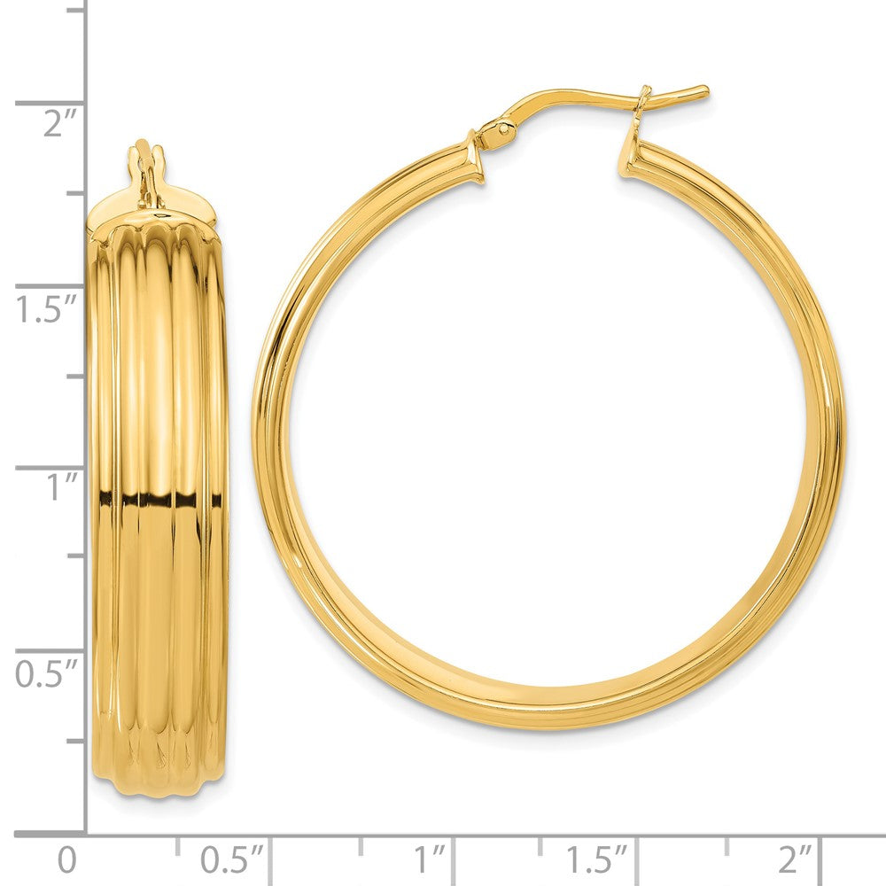 Bronze/Yellow Bronze Polished Textured Round Hoop Earrings