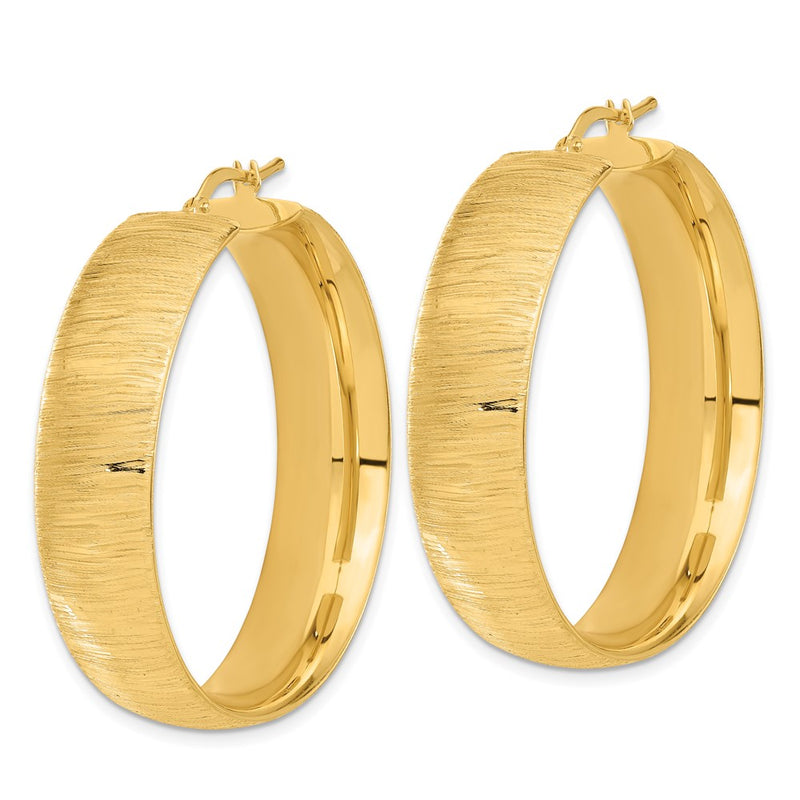 Bronze/Yellow Bronze Polished Satin & Textured Round Hoop Earrings