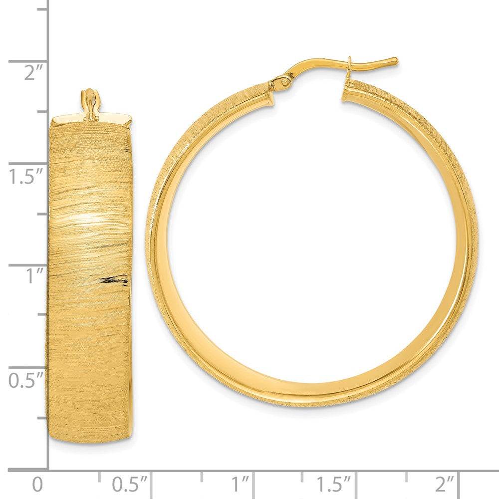 Bronze/Yellow Bronze Polished Satin & Textured Round Hoop Earrings