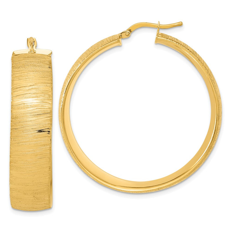 Bronze/Yellow Bronze Polished Satin & Textured Round Hoop Earrings