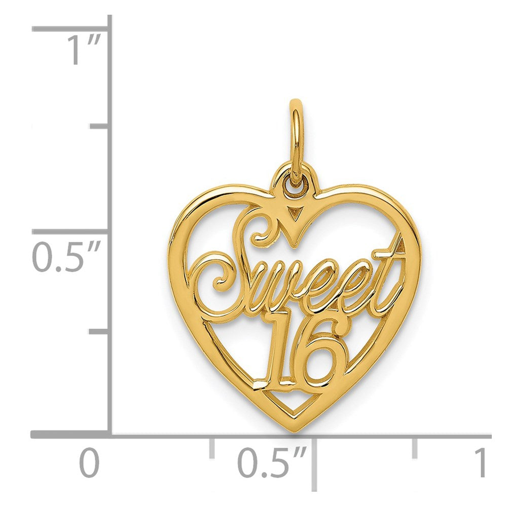 14K Yellow Gold Sweet 16 Charm