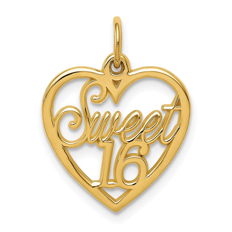 14K Yellow Gold Sweet 16 Charm