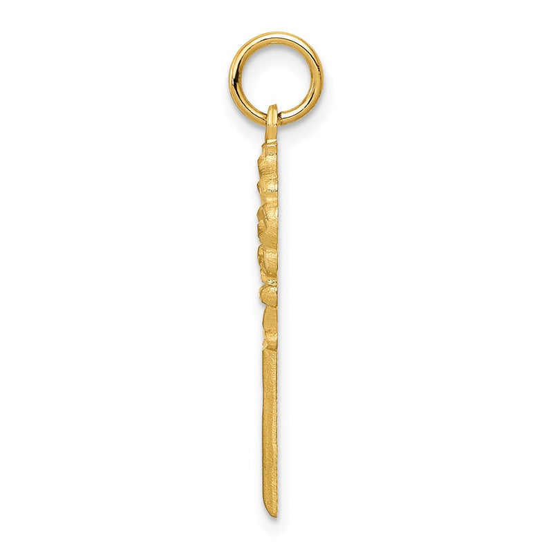 14K Yellow Gold Polished Fancy Edge Key Charm