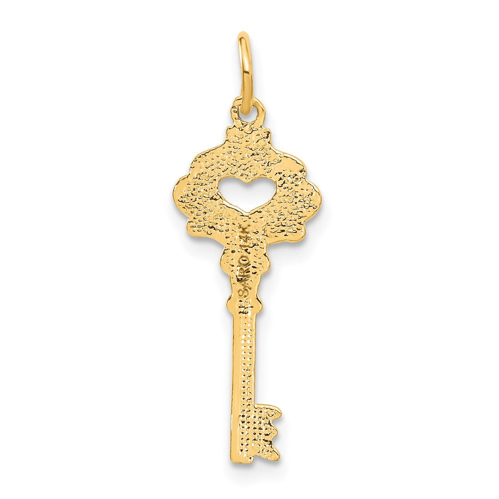 14K Yellow Gold Polished Fancy Edge Key Charm