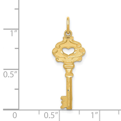 14K Yellow Gold Polished Fancy Edge Key Charm