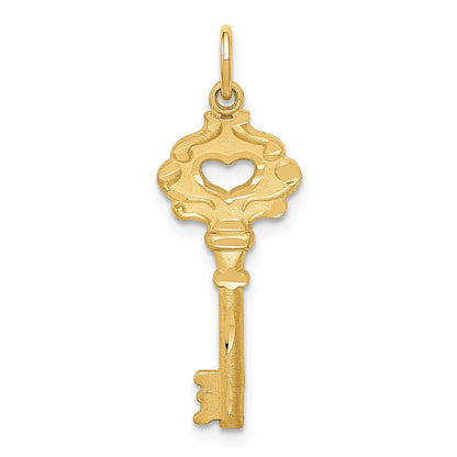 14K Yellow Gold Polished Fancy Edge Key Charm