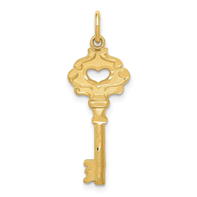 14K Yellow Gold Polished Fancy Edge Key Charm