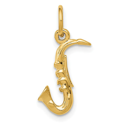 14K Yellow Gold 3-D Saxophone Charm
