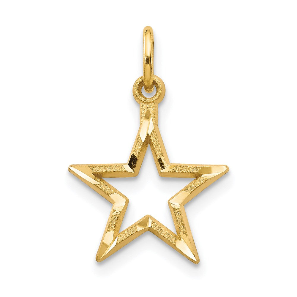 14K Yellow Gold Diamond-Cut Star Charm