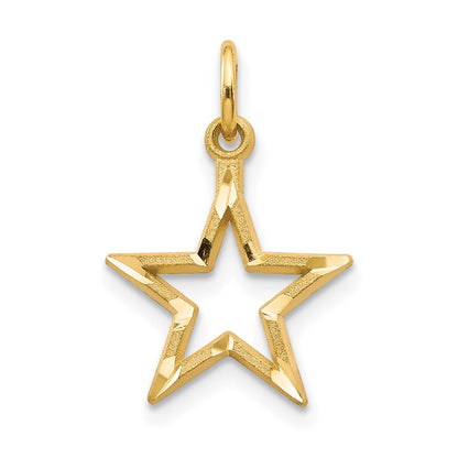 14K Yellow Gold Diamond-Cut Star Charm