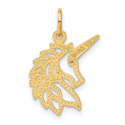 14K Yellow Gold Unicorn Head Pendant