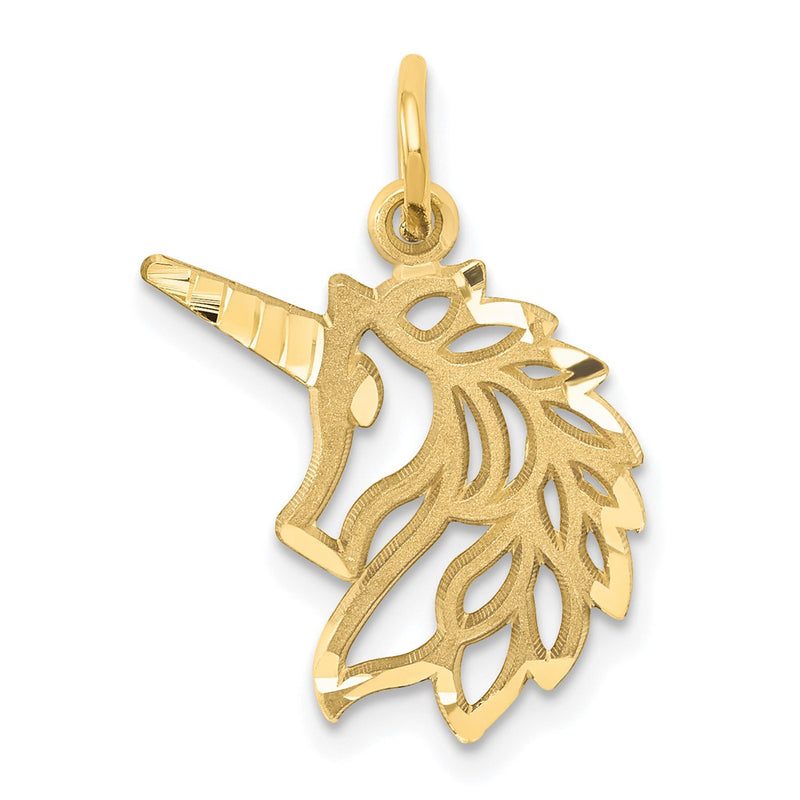 14K Yellow Gold Unicorn Head Pendant
