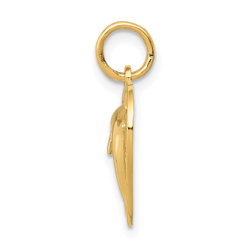14K Yellow Gold Dolphin In Heart Charm