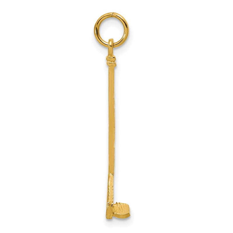 14K Yellow Gold Satin D/C Hockey Stick Charm
