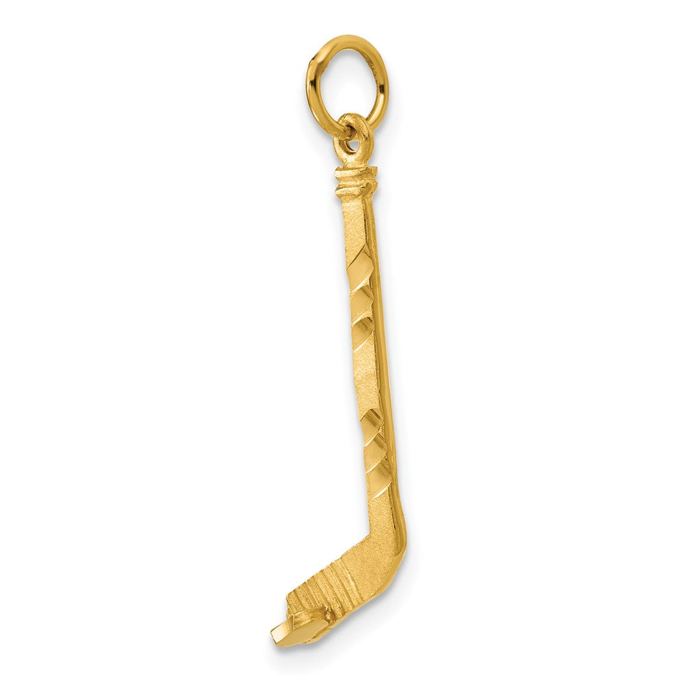 14K Yellow Gold Satin D/C Hockey Stick Charm