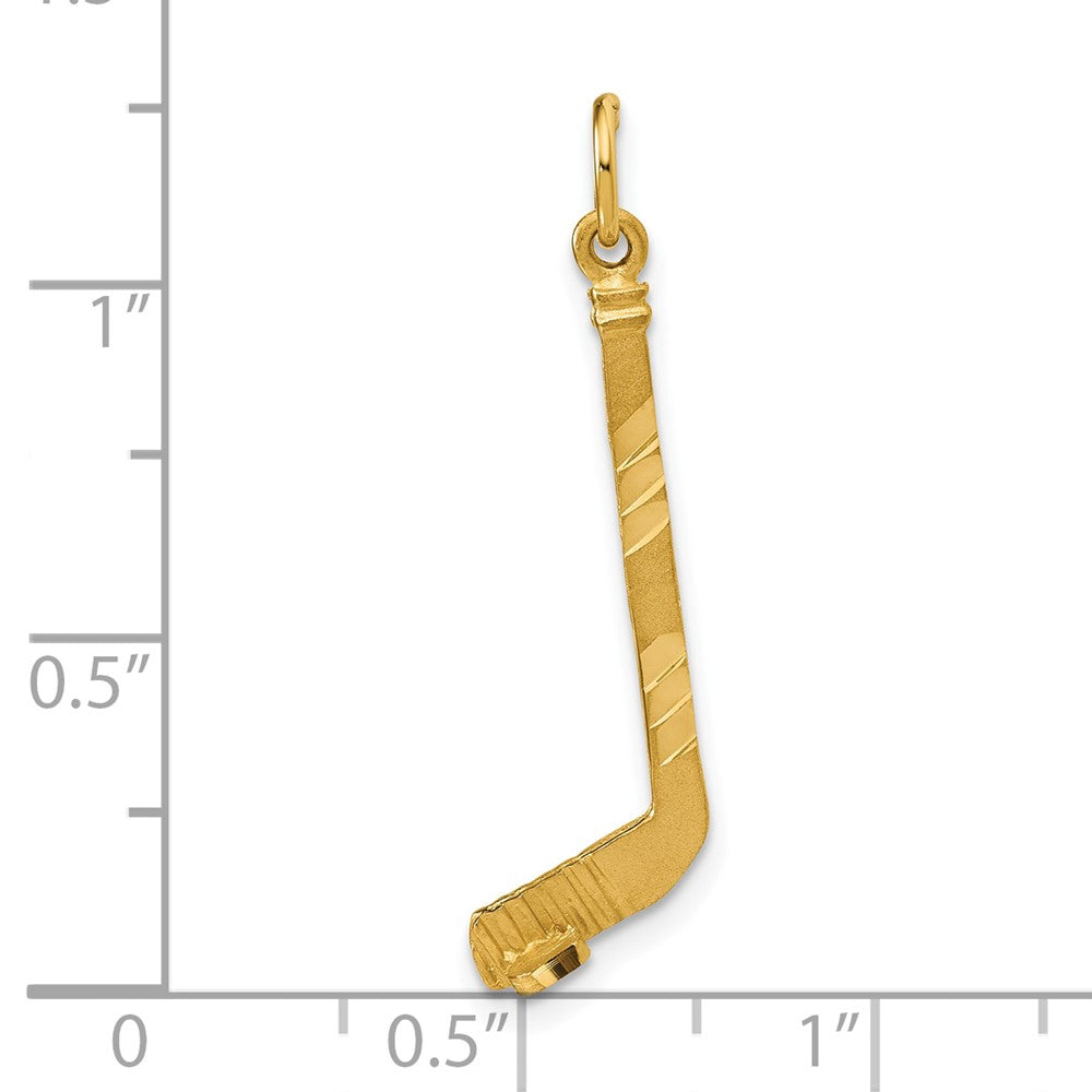 14K Yellow Gold Satin D/C Hockey Stick Charm