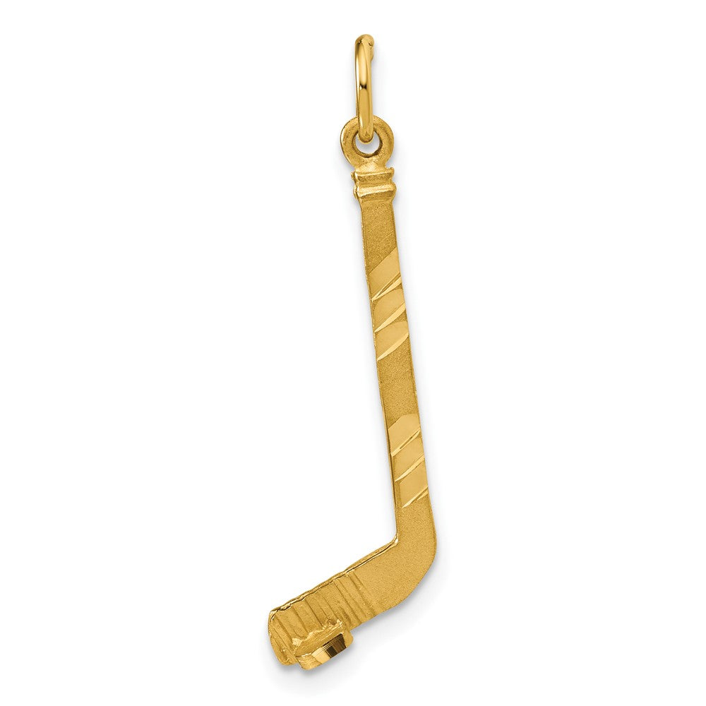 14K Yellow Gold Satin D/C Hockey Stick Charm