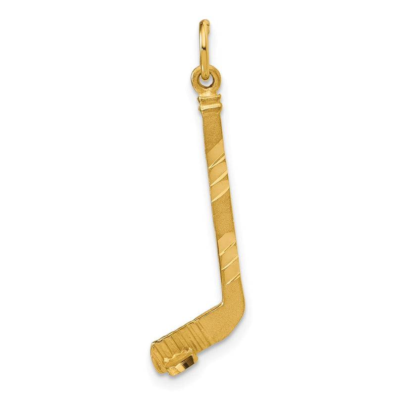 14K Yellow Gold Satin D/C Hockey Stick Charm