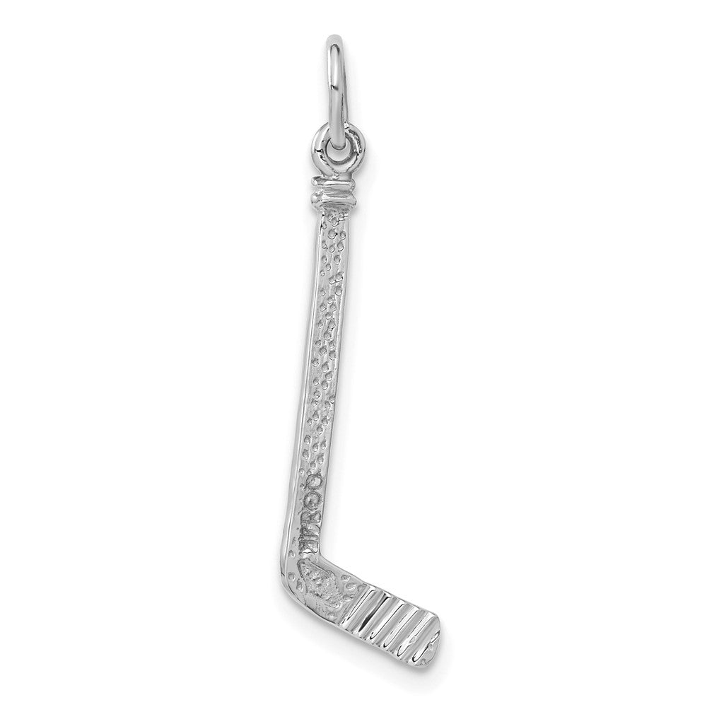 14K White Gold Satin D/C Hockey Stick Charm