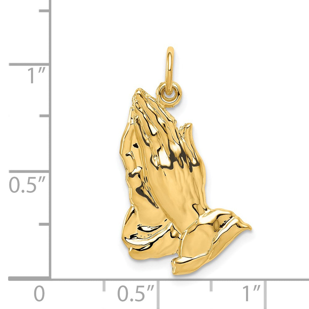 14K Yellow Gold Praying Hands Pendant