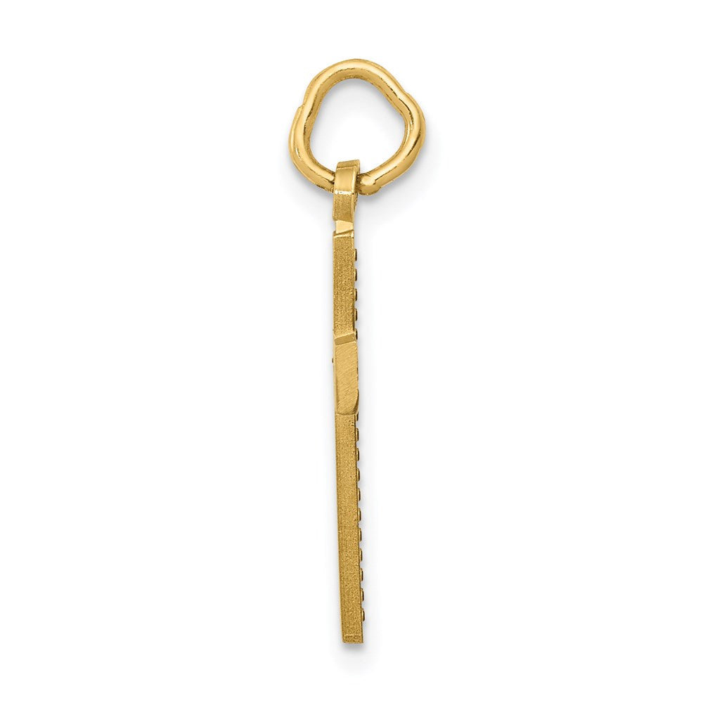 14K Yellow Gold Small Diamond-Cut Cross Pendant
