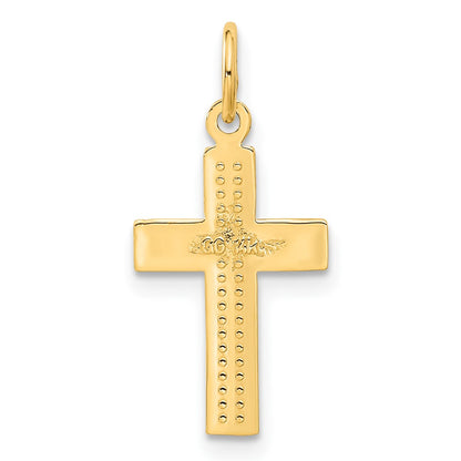 14K Yellow Gold Small Diamond-Cut Cross Pendant
